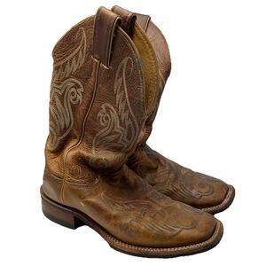 Justin Womens Sz 6.5 B Bent Rail Llano Stitched Leather Square Toe Western Boots